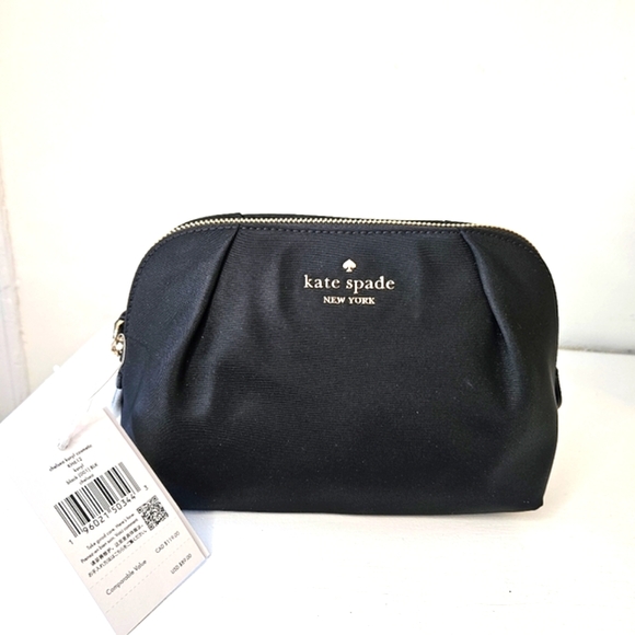 Kate Spade Chelsea Ksnyl Cosmetic Black Women's Bag Gold Hardware - Picture 1 of 8